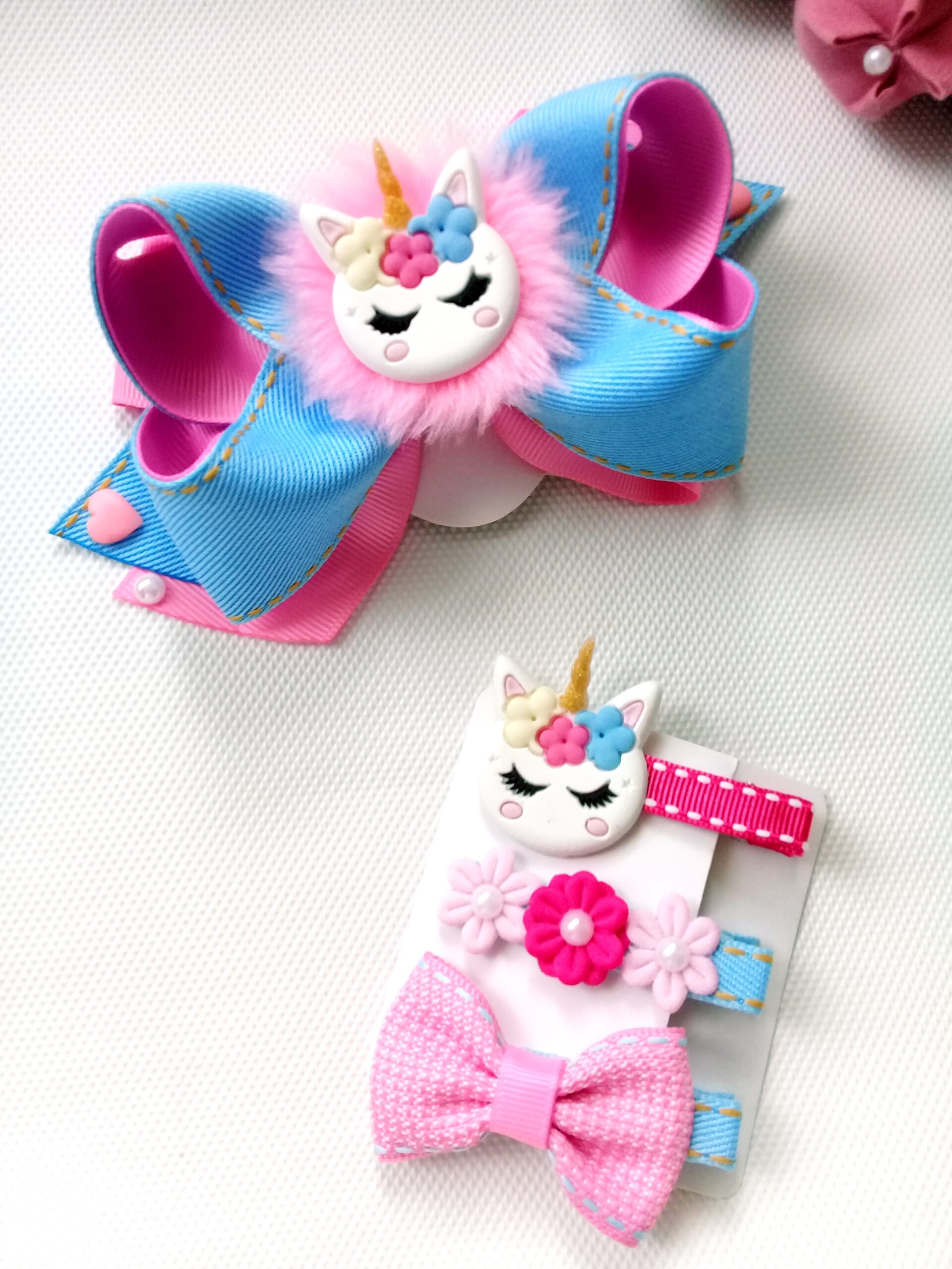 KIT LAÇO E HAIR CLIPS UNICÓRNIO - Imagem 2